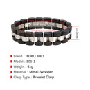 Bobo Bird Wooden Men Bracelet for Women Jewelry 2020 Stainless Steel Bracelet Handmade Couple Bracelets Lovers Homme Gift