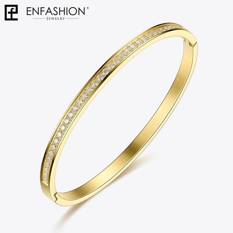 Enfashion Multilayer Cuff Bracelet Party Crystal Bangles Gold Color Stack Bracelets For Women Fashion Jewelry Wholesale 182004