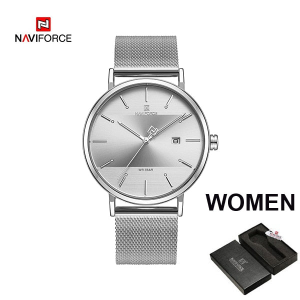 NAVIFORCE Couple Watch Luxury Quartz Mens Watch Women Simple Wristwatch Clock for Male Female Waterproof Lovers Gift Watch 2019