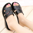 GKTINOO Damen Hausschuhe Schuhe Echtes Leder Casual Slides Damen Sommerschuhe Retro Solide Mutter Schuhe Wedges Flip Flops