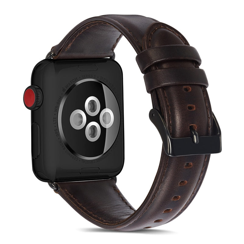 Red Brown Genuine Leather strap For Apple Watch Band 42 mm 44 mm Viotoo Fashion Men WatchStrap Band For iWatch Watchband