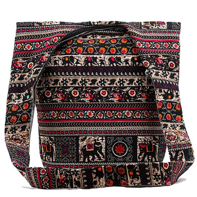 Bolsos de lona de algodón con flecos bohemios Vintage, bandoleras cruzadas para hombro, bolso de mano para mujer, bolso de viaje Hippie Hobo