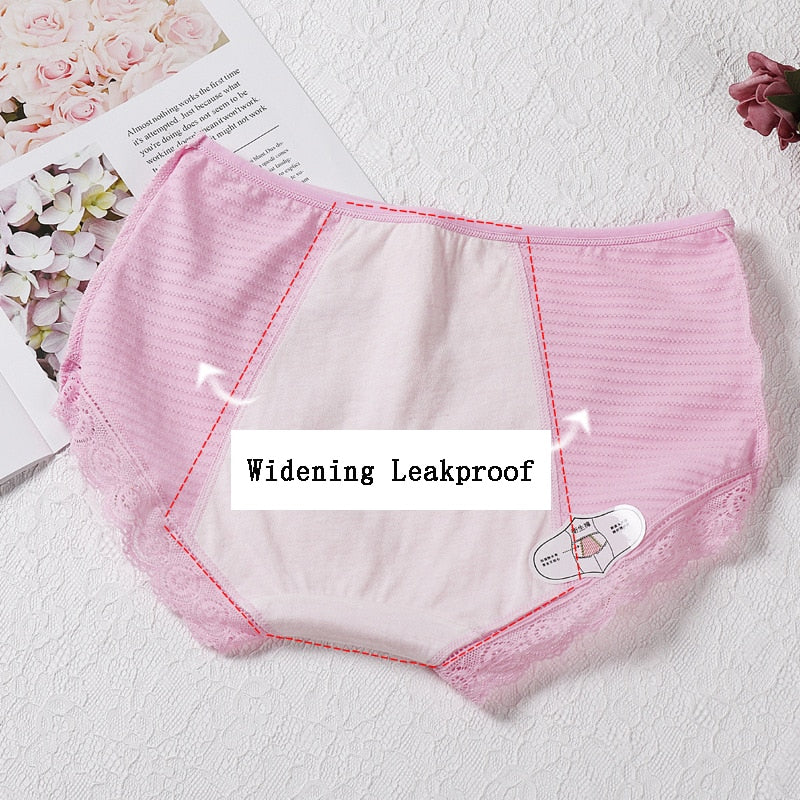 Leak Proof Menstrual Panties Physiological Period Pants Women Underwear Comfort Cotton Lace Briefs Undies Mid Rise Briefs 9059