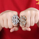TOPGRILLZ Fashion Rock Iced Out Bling Gold Silber Farbe US Dollar Zeichen Ringe AAA Kubikzirkon Hip Hop Ring für Herren Schmuck