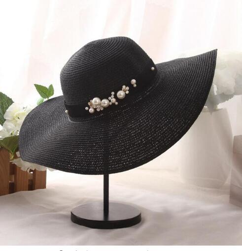 2019 Hot Sale Round Top Raffia Wide Brim Straw Hats Summer Sun Hats for Women With Leisure Beach Hats Lady Flat Gorras