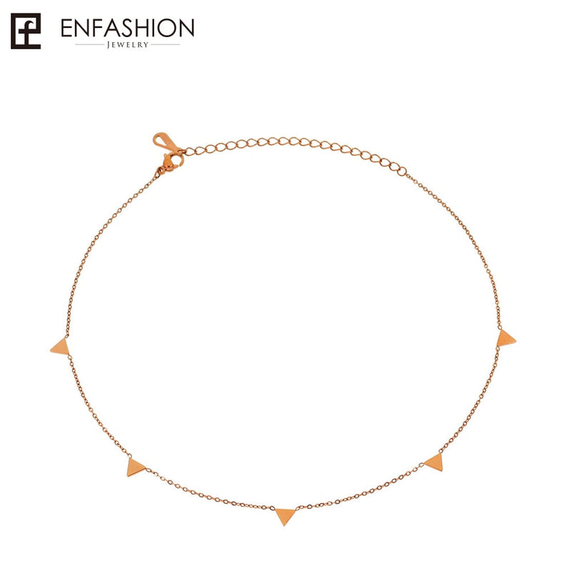 Enfashion Geometric Triangle Circle Star Choker Necklace Gold color Necklaces Pendants Stainless Steel Necklace Women chocker