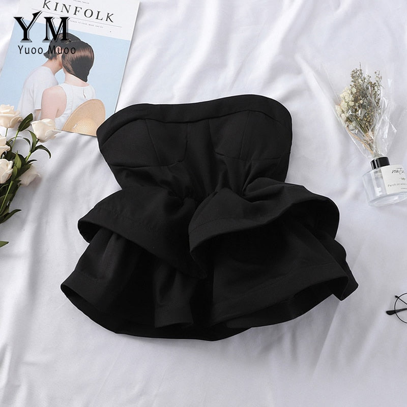 YuooMuoo Hot Off Shoulder Ruffle Top Women 2020 High Quality Comfy Summer Shirt Elegant High Waist Wrap Blouse Ladies Tops