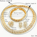 Liffly Fashion Dubai Gold Jewelry Sets Flower Shape Crystal Necklace Bracelet Ring Earring Bridal Wedding Jewelry Accessories