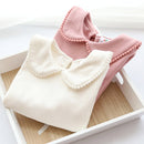 2022 Frühling Herbst 2-10 Jahre alt Baby Kinderkleidung Langarm Solide Reine Farbe Niedlichen Cartoon Kinder Mädchen Grundlegende T-Shirts