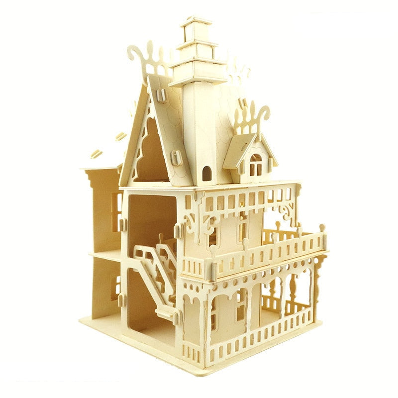 Puppenhaus aus Holz Miniaturmöbel Spielzeug DIY Montage Puppenhaus Mini-Puppenhaus für Mädchen Geschenke Kinder 3D-Puzzles Spielzeug