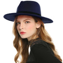 WELROG, sombreros Fedora negros y rojos para mujer, sombreros de fieltro de lana de imitación, sombrero de fieltro de Panamá, sombreros de invierno para hombre, sombreros de Jazz, sombrero Trilby para mujer