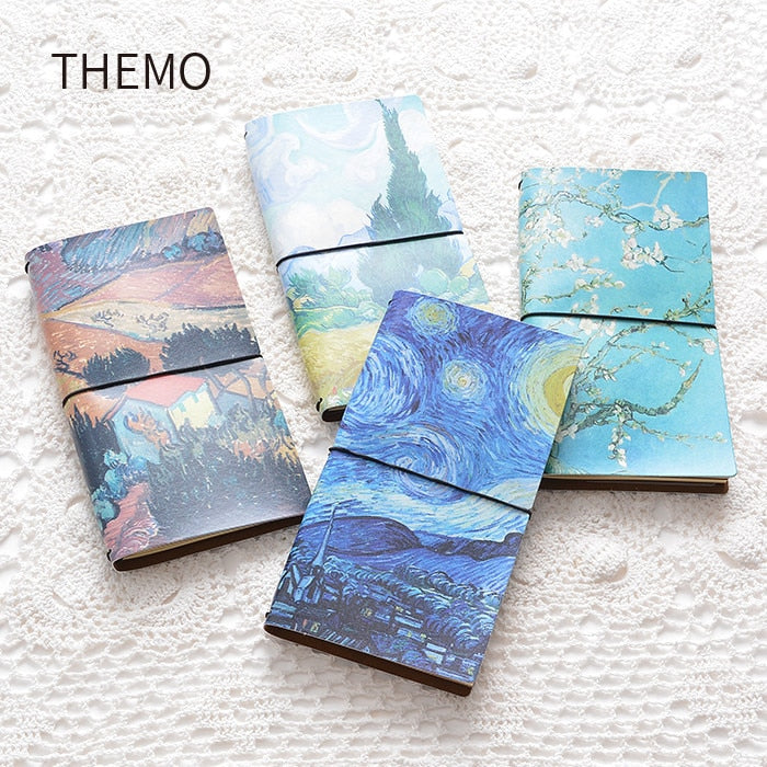 Van Gogh oil painting PU Leather Cover Notebook travel Diary Book Exercise Composition Binding Note Notepad Gift Stationery