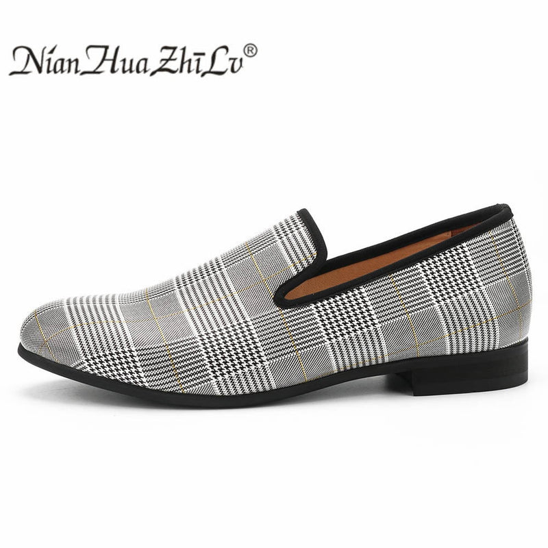 men's casual shoes 2019 Luxury men shoes chequered leather Handmade luxurious flats men's fashion  loafers