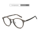 HDCRAFTER Prescription Eyeglasses Frames For Men and Women Retro Round Wood Grain Optical Glasses Frame with Clear Lens