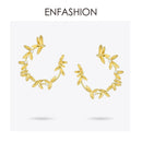 ENFASHION Olive Branch Leaf Hoop Earrings For Women Gold Color Statement Metal Flower Big Hoops Earings Fashion Jewelry EC191072