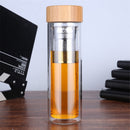 Travel Drinkware Tragbare doppelwandige Teeflasche aus Glas Tee-Ei Glasbecher Edelstahlfilter Der Teefilter