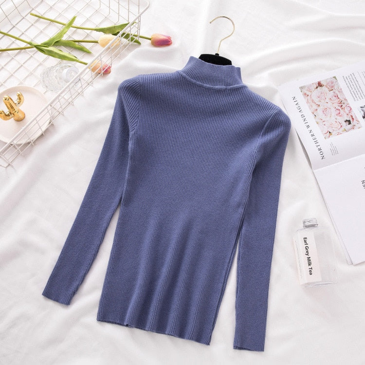 New Turtleneck Knitted Sweater Female Casual Pullover Women Autumn Winter Tops Korean Sweaters Fashion 2020 Women Sweater Jumper