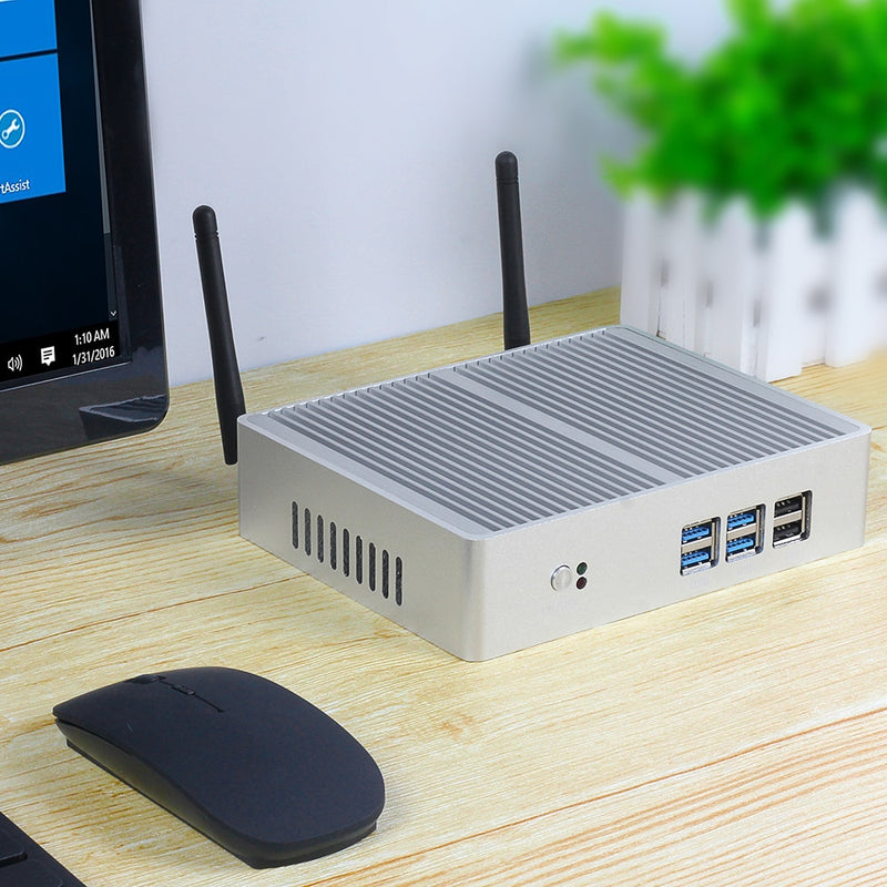 XCY Lüfterloser Mini-PC Intel Core i7 4500U i5 5200U i3 7100U 300M WiFi Gigabit Ethernet VGA HDMI Display Windows 10 Linux HTPC