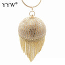 Borla de diamante dorado para mujer, bolsos de mano de cristal de Metal para fiesta, bolsos de noche, bolso de boda, bolso de hombro nupcial, bolso de mano de lujo