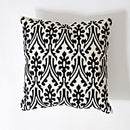 Home Decor Embroidered Cushion Cover Black White Abstract Geometric Canvas Cotton Square Embroidery Pillow Cover 45x45cm