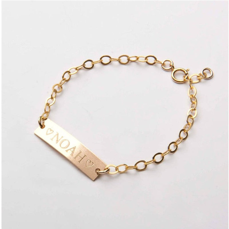 Encantadora pulsera personalizada con nombre de bebé, pulsera de identificación ajustable de acero inoxidable para bebés y niños pequeños, regalo de amistad personalizado para niñas y niños