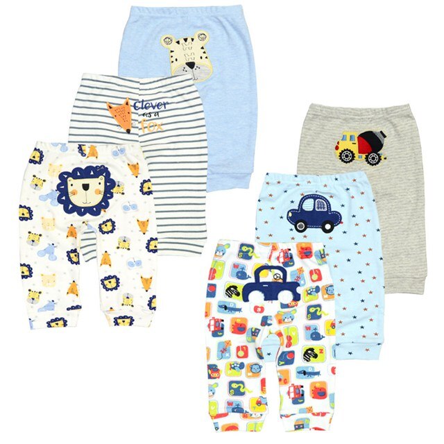 3/6 Pieces Baby Trousers Cotton Autumn Cartoon Animal Print Leggings Boys Girls Long Baby Pants