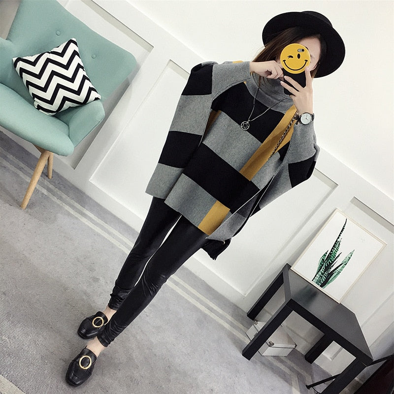 2022 Women Pullover Female Sweater Fashion Autumn Winter  Shawl Warm Casual Loose Knitted Tops