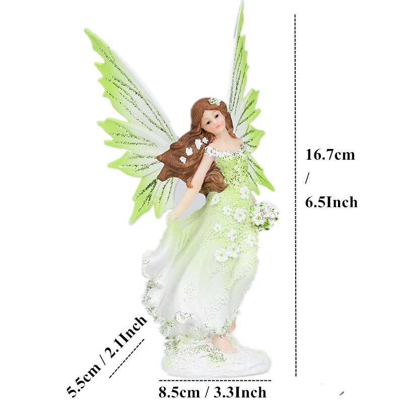 VILEAD Resin Angel Fairy Figurine Unicorn Horn Flower Fairy Garden Statue Horse Miniatures Modern Animal Home Decoracion Hogar