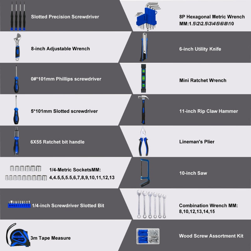 49/120/148/210-teiliges Ratschenschlüssel-Handwerkzeug-Set Kombinations-Steckschlüssel-Adapter-Kit Schraubenschlüssel-Set Allgemeines Haushaltsschlüssel-Set-Werkzeug