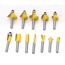 Juego de brocas para enrutador de 12 Uds., cortador de madera 1/4, molino de vástago de carburo, recorte de carpintería, herramientas de corte para tallado y grabado