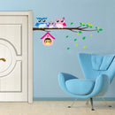 Pegatinas de pared de dibujos animados de la familia del búho en el árbol para habitaciones de niños, decoración del hogar, calcomanías de arte mural para guardería, pegatina de animales, papel tapiz