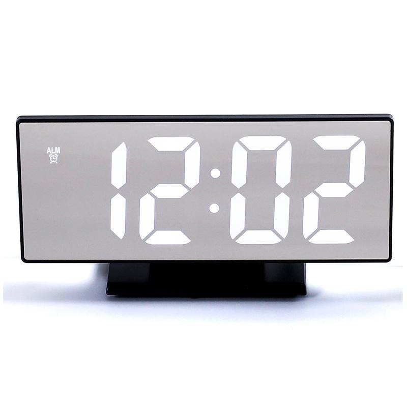 Reloj despertador Digital con espejo LED, reloj electrónico de mesa, relojes despertadores de escritorio, multifunción, Snooze Night, pantalla LED grande, regalo