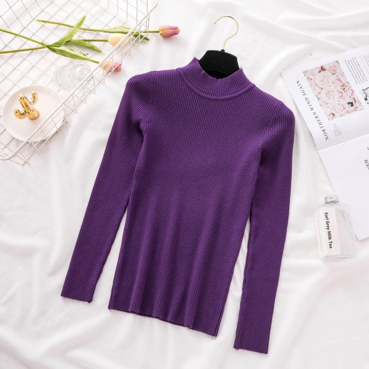 New Turtleneck Knitted Sweater Female Casual Pullover Women Autumn Winter Tops Korean Sweaters Fashion 2020 Women Sweater Jumper