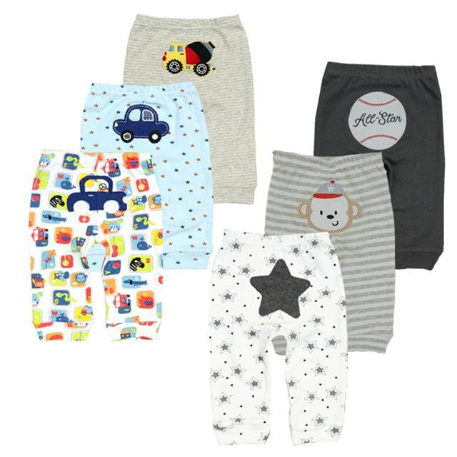 Pantalones de bebé de 3/6 piezas, mallas con estampado de animales de dibujos animados de otoño de algodón para niños y niñas, pantalones largos para bebés