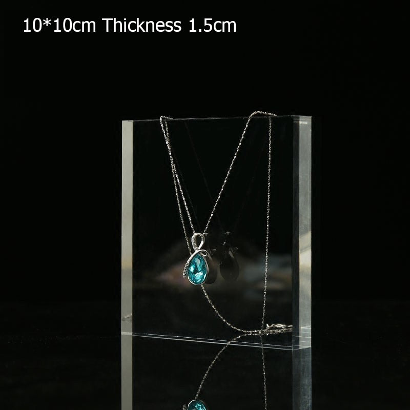 Square Solid Acrylic Display Stand Cabinet Shop Retail Jewellery Watch Art Counter Display Riser Block Clear Black Frosted White