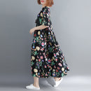 Oversized Floral Print Cotton Casual Woman Dress Summer Flower Boho Beach Dress for Women Loose Long Ladies Dresses 2021