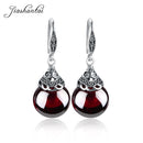 JIASHUNTAI Retro 100% Plata de Ley 925 pendientes de gota de granate redondo para mujer piedra preciosa roja Natural rubí joyería fina mejores regalos