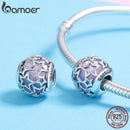 BAMOER BAMOER 100% 925 Sterling Silver Radiant Hearts, Opalescent Pink Crystal Beads Fit  Charm Bracelets DIY Jewelry SCC510