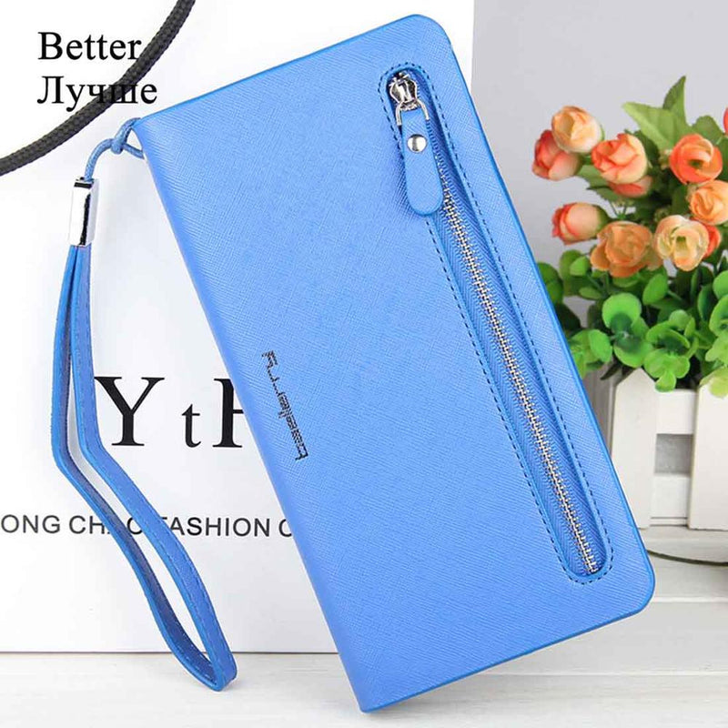 Baellerry Card holder Women Wallets Leather Long Design Quality Passport Cover Casual Women Purse Zipper Multi-function Wallet