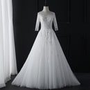 New Fashion Classic Wedding Dress 2022 New Lace Three Quarter Sleeve O-Neck Elegant Plus size Vestido De Noiva Korean Bride Gown