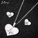 Jisensp Ecg Heartbeat Necklace Love Heart Necklaces Pendants for Women Gold Stainless Steel Jewelry Earrings Doctor Accessories
