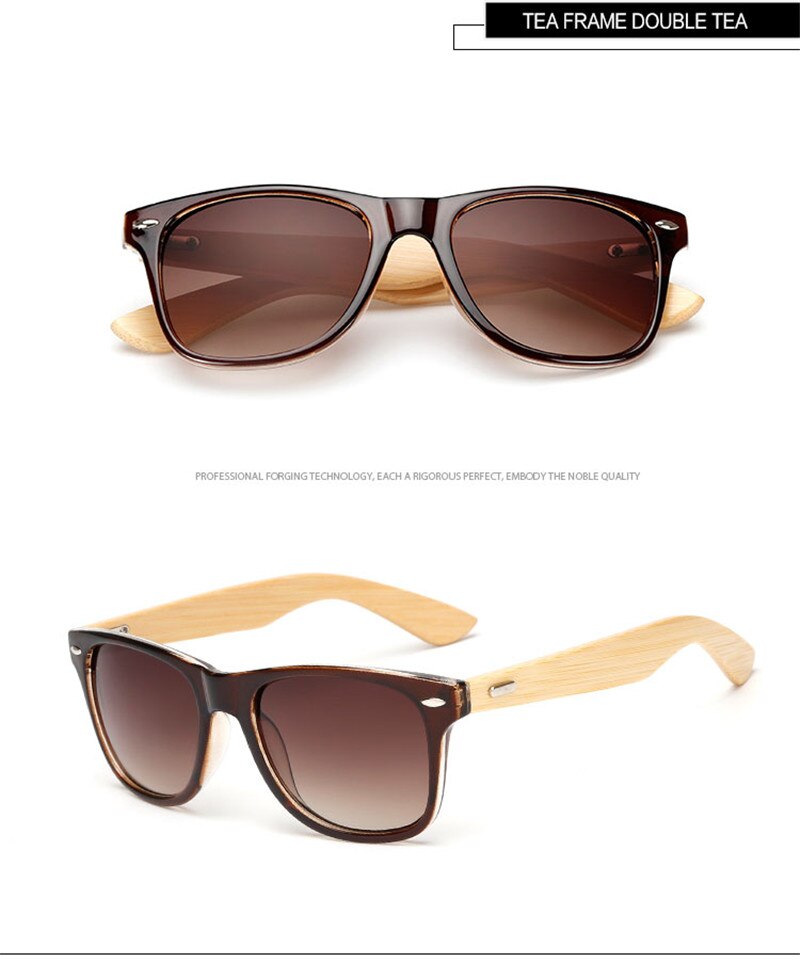 LongKeeper Polarized Wood Bamboo Sunglasses Women Brand Design Mens Real Wooden Arms Sun Glasses Mirrorr Lens Gafas de sol