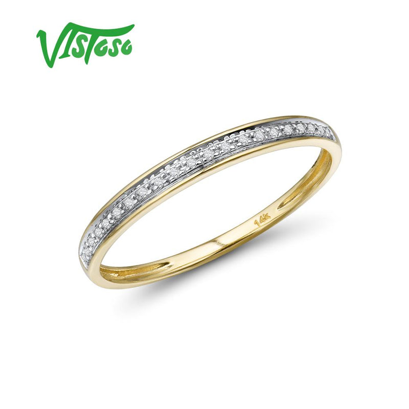 VISTOSO Echte 14 Karat Weiß-/Gelb-/Roségold-Ringe für Frauen, einfacher Stil, ewiger Diamantring, Verlobungsjubiläum, feiner Schmuck