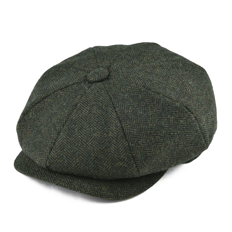 BOTVELA Wool Tweed Newsboy Cap Herringbone Hombres Mujeres Clásico Retro Sombrero con forro suave Driver Cap Negro Marrón Verde 005