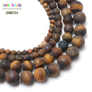 Natural Round Stone Bead 15inches Dull Polish Matte Yellow Tiger Eye Beads for Jewelry Making Diy Bracelet 4/6/8/10mm