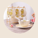1-6PCS Pink Romantic Pumpkin Coffee Cup Set Kitchen Accessories Bone China Ceramics Tea Cup Organizer English Afternoon Red Tea