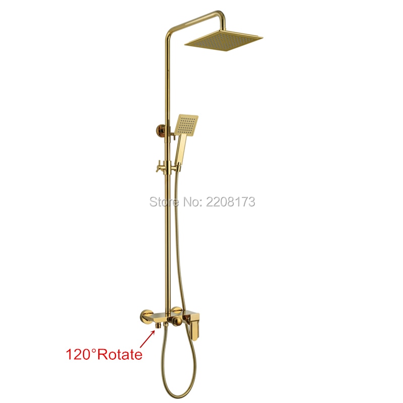 Smesiteli New Life Luxury Bathroom 10 Inch Abs Waterfall Rain Shower Head Brass Gold Black Chrome Exposed Shower Faucet Set