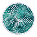 Green Leaves Summer Round Beach Towel Microfiber with Drawstring Backpack Bag Bath Towels Mat Bikini Cover Up With Tassels Soft