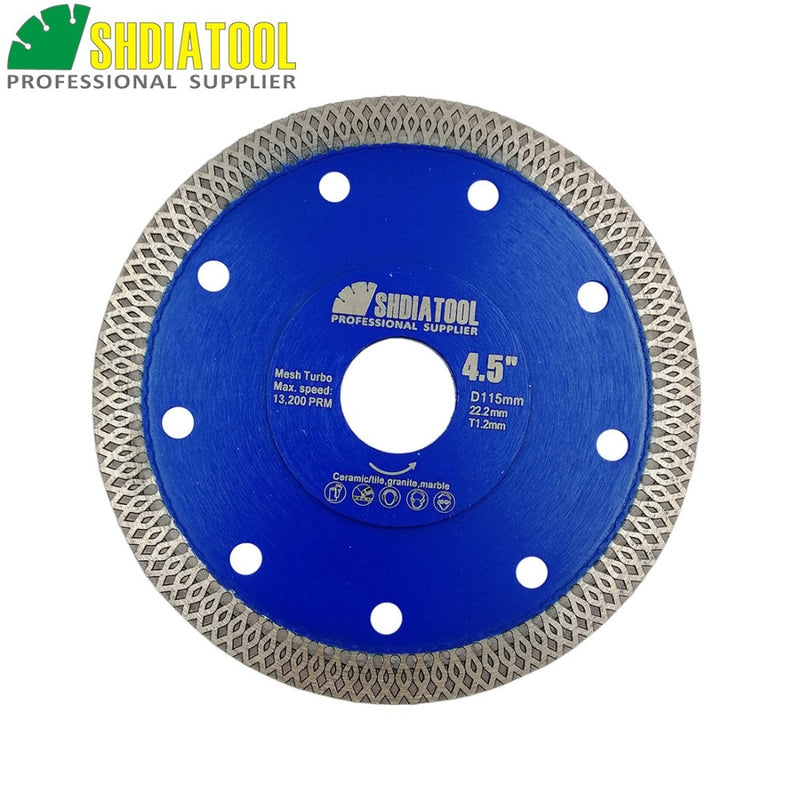 SHDIATOOL 1pc Diamond Cutting Disc X Mesh Turbo Saw Blade Rim Segment Circular Hot-pressed Sintered Dia 4" 4.5" 5" 7"8"9" 10"12"
