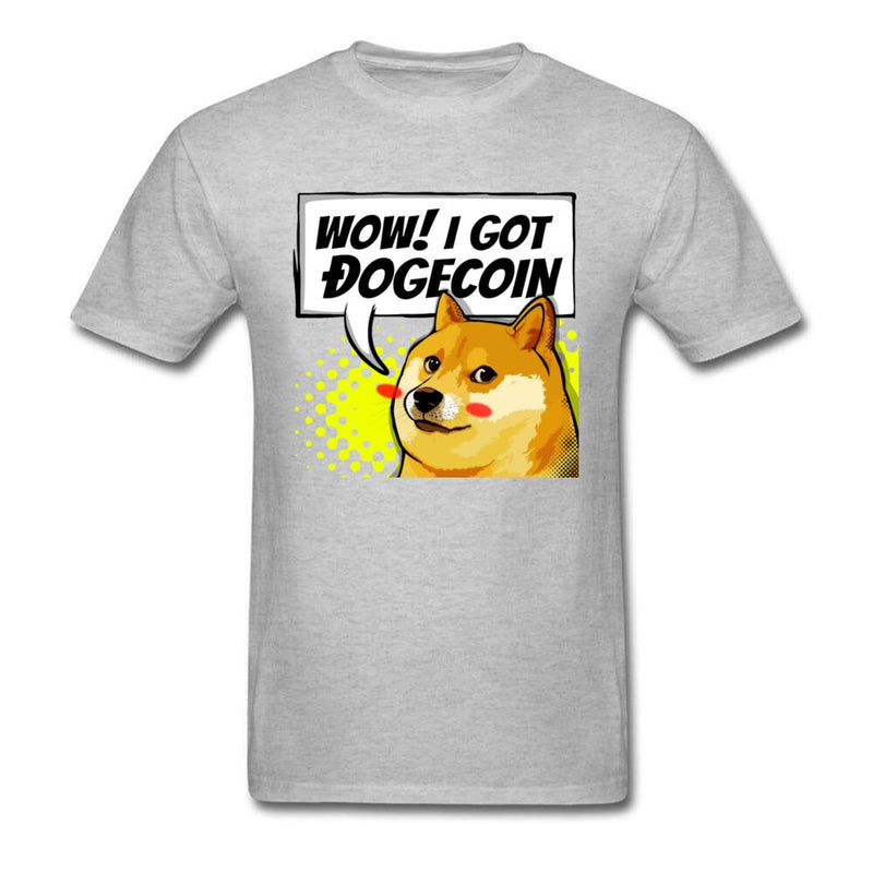 I Got Dogecoin Doge Meme T-shirt Funny Mens Clothing Black Tops Cotton Tees Man No Fade T Shirt Boyfriend Gift Tshirts